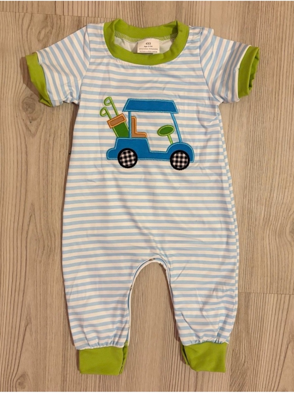 Blue & White Striped Golf Romper